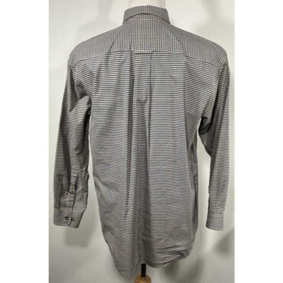 Men’s Vtg Large Orvis Plaid Button Up Long Sleeve Shirt Tan Blue - Picture 4 of 7